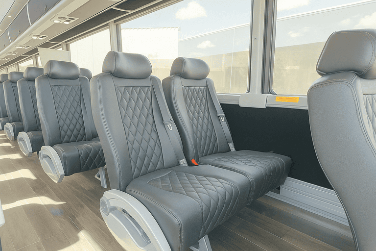 interior of North Las Vegas Minibus Company charter bus